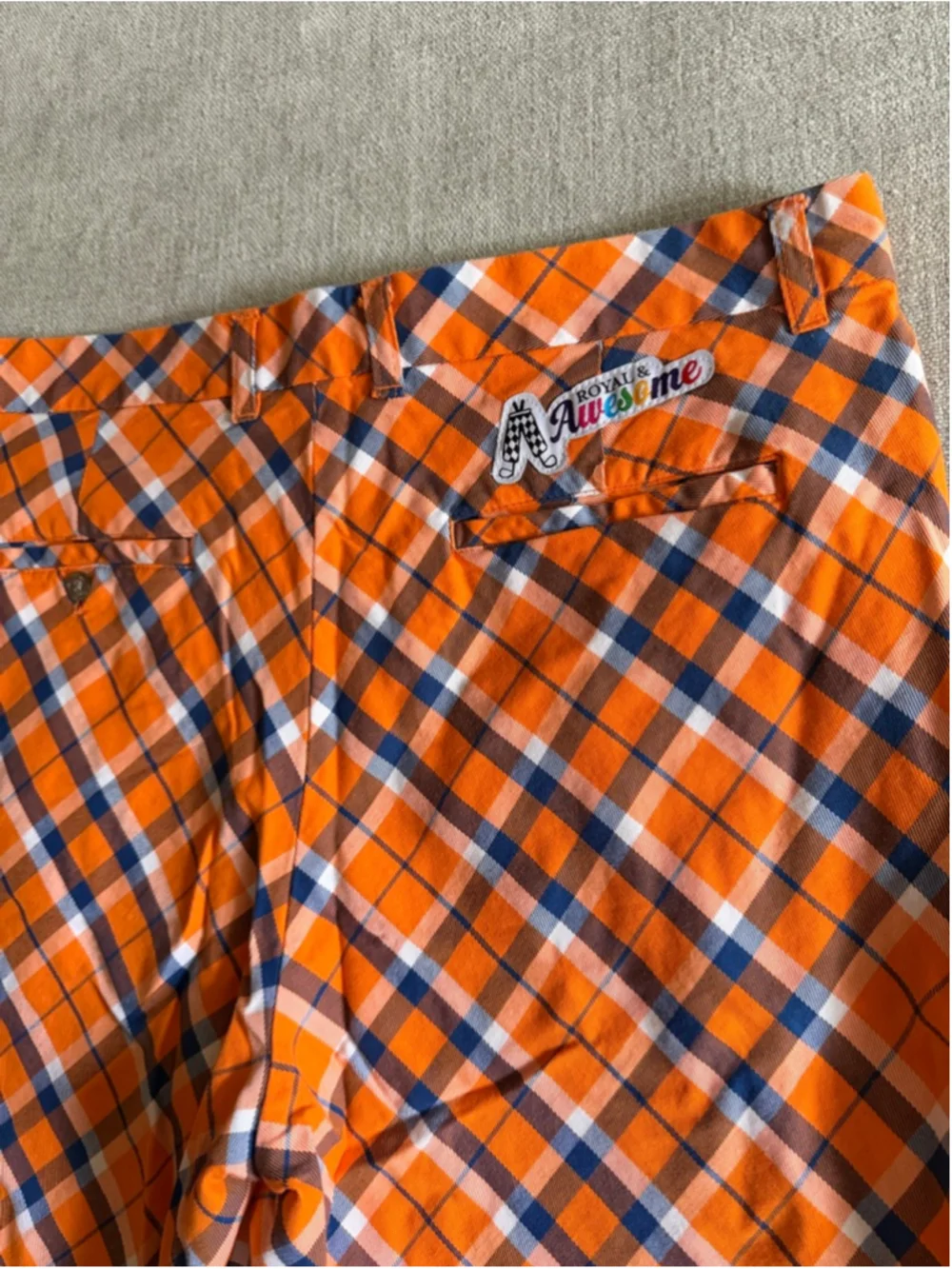 Royal & Awesome tangerine tartan shorts plaid golf shorts men’s size 38